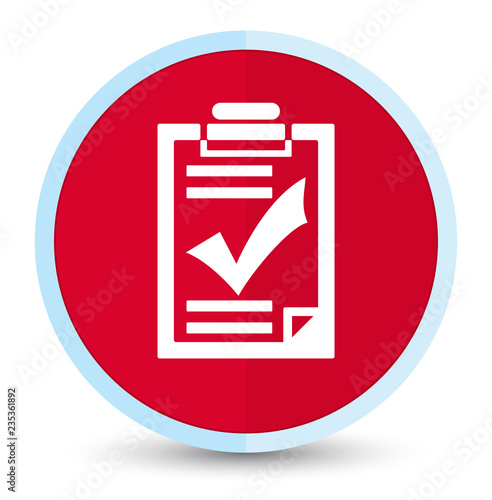 Checklist icon flat prime red round button