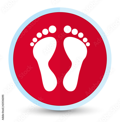 Footprint icon flat prime red round button