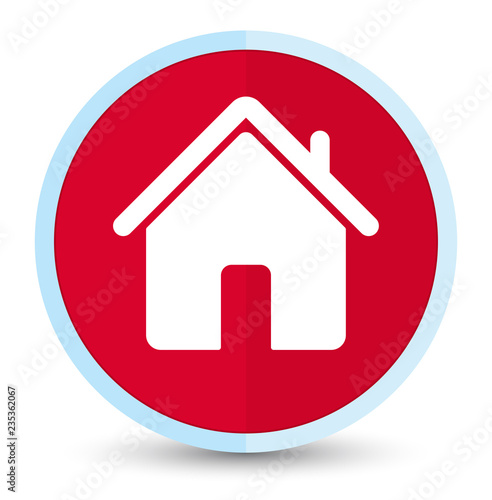 Home icon flat prime red round button