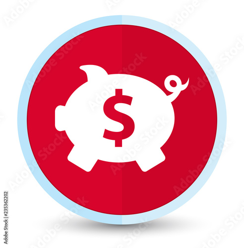 Piggy bank dollar sign icon flat prime red round button