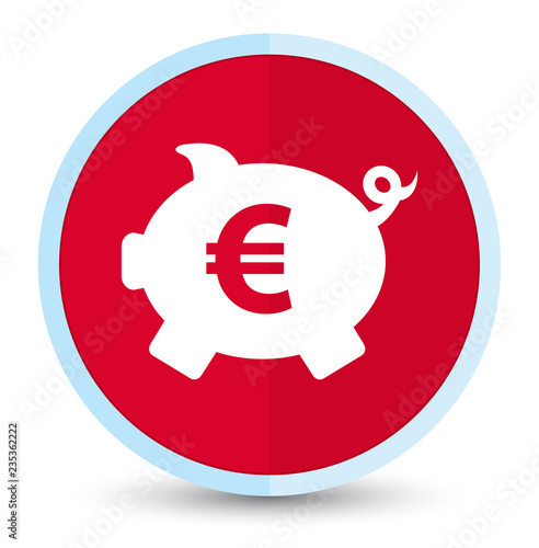 Piggy bank euro sign icon flat prime red round button