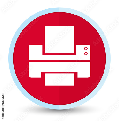 Printer icon flat prime red round button