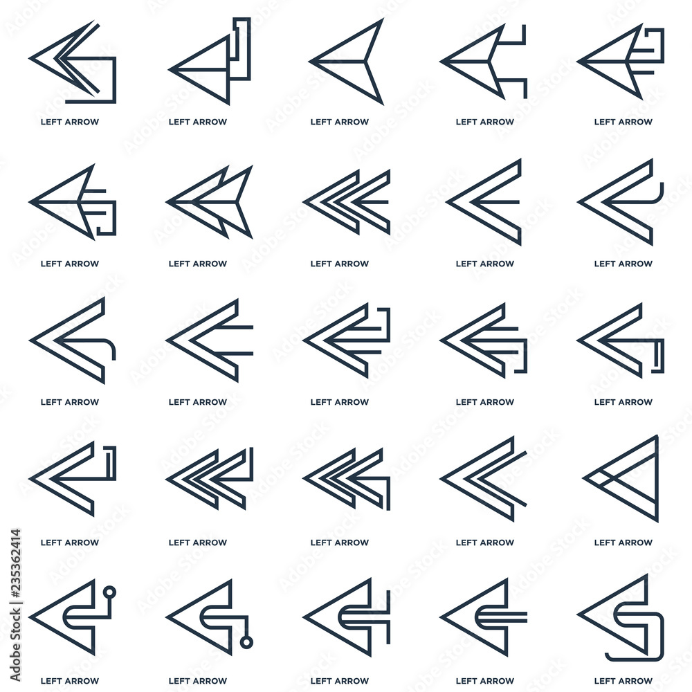 Set Of 25 outline icons such as Left arrow, arrow line icon Set Of 25 outline icons such as Left arrow, arrow line icon