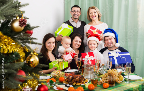 Big family with Xmas gifts