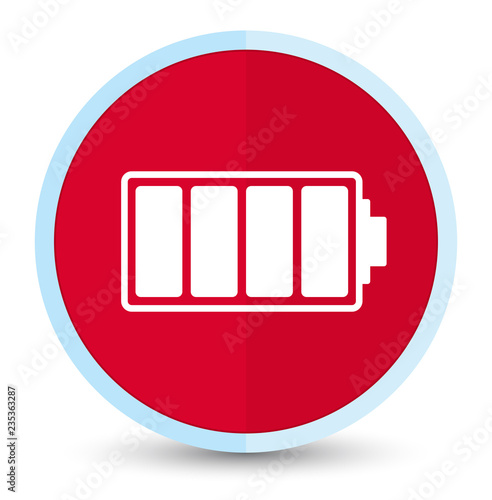 Battery icon flat prime red round button