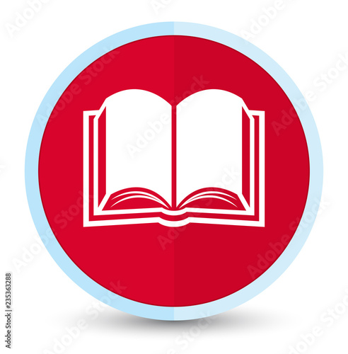 Book icon flat prime red round button