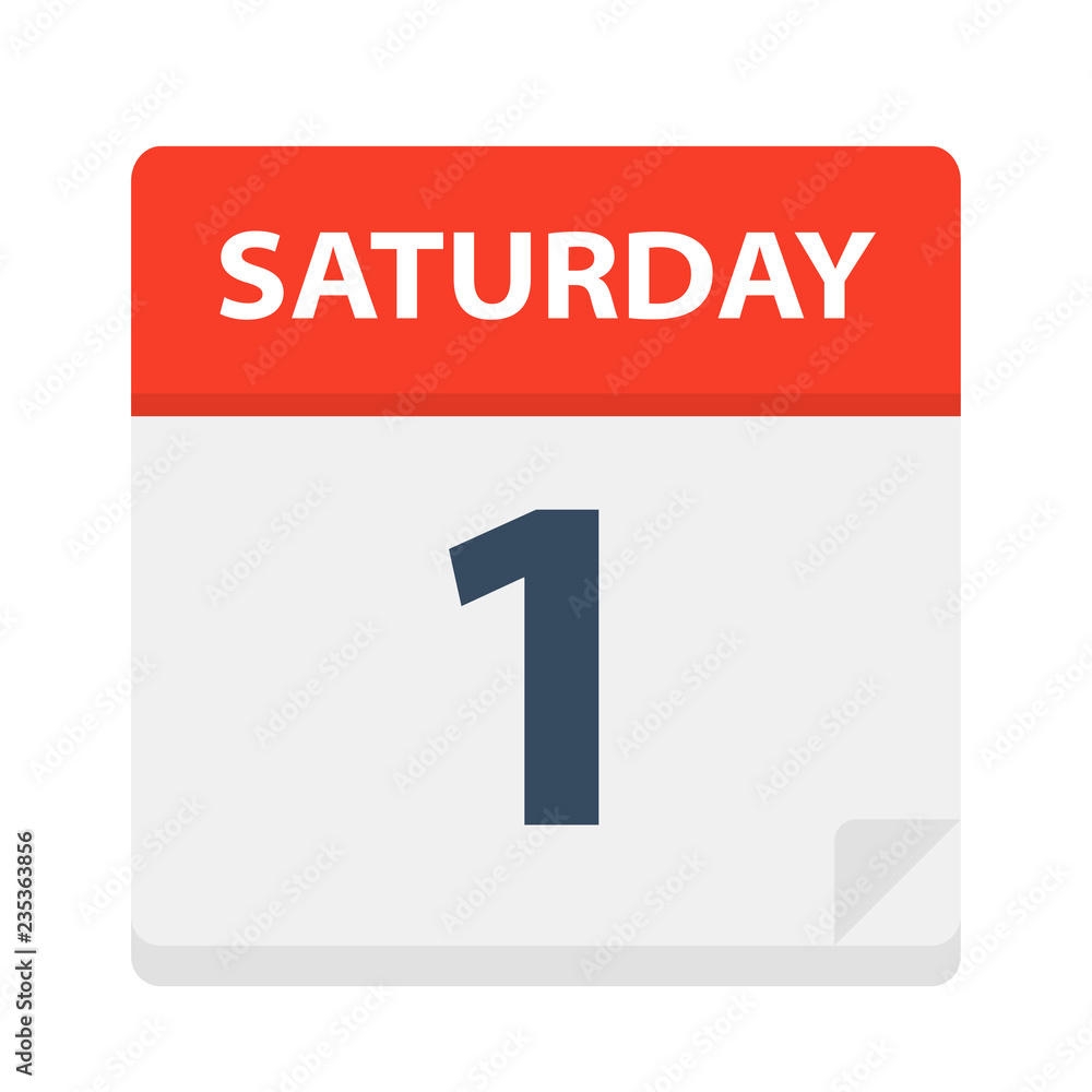 Fototapeta premium Saturday 1 - Calendar Icon. Vector illustration of week day paper leaf.