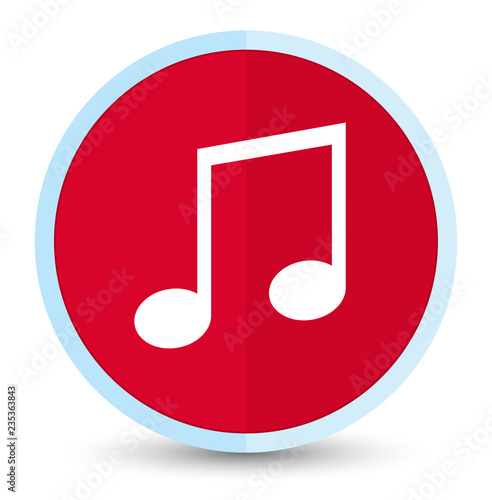 Music icon flat prime red round button