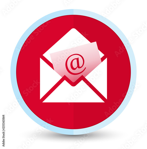 Newsletter email icon flat prime red round button