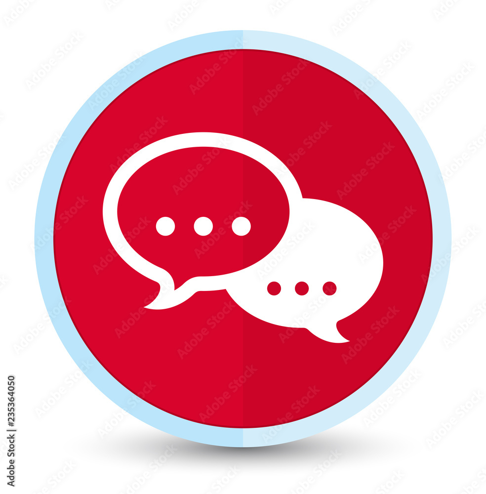 Talk bubble icon flat prime red round button Talk bubble icon flat prime red round button