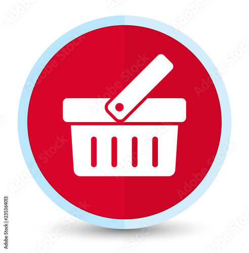 Shopping cart icon flat prime red round button