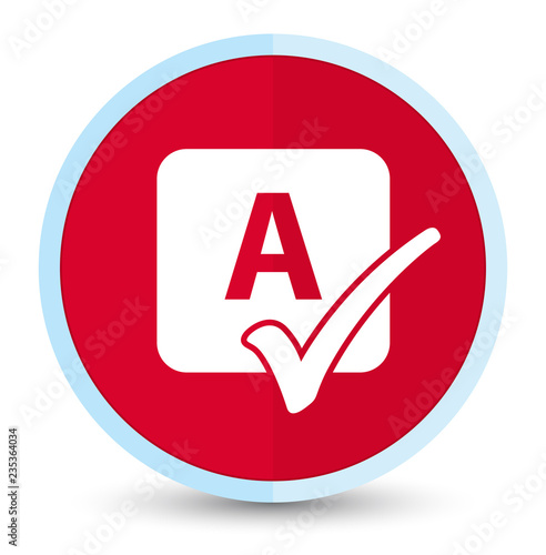 Spell check icon flat prime red round button