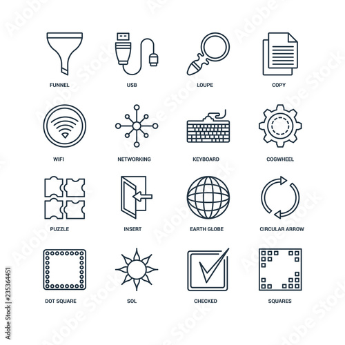 Set Of 16 Universal Editable Icons. Includes Elements Such As Sq