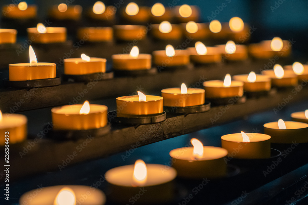 candles of fire shine in christian church as prayer candles of fire shine in christian church as prayer