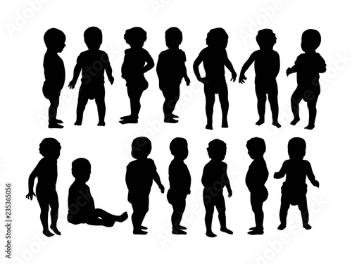 Cute Baby Activity Silhouettes, art vector design