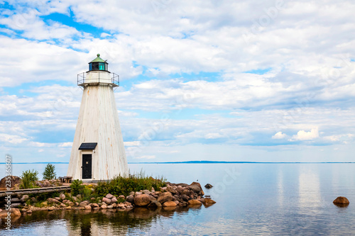 Schweden, Västergötland, Karlsborg, See Vättern, Vanäs Leuchtturm aus Holz