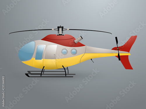 Colorful cartoon helicopter. Vector illustration.