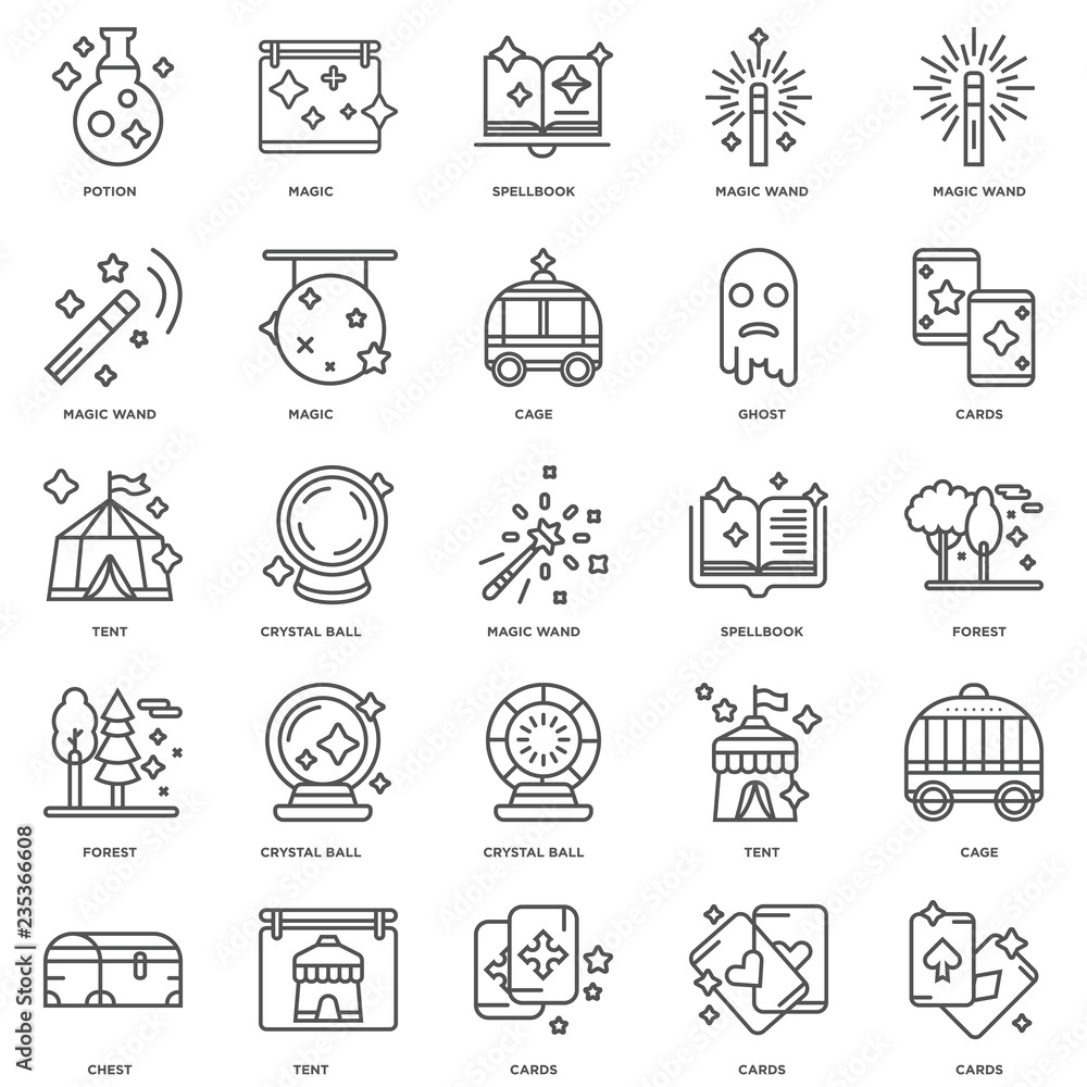 Simple Set of 25 Vector Line Icon. Contains such Icons as Cards, Simple Set of 25 Vector Line Icon. Contains such Icons as Cards,