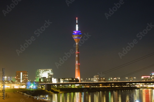 Rhein tower in the night-Dusseldorf Germany