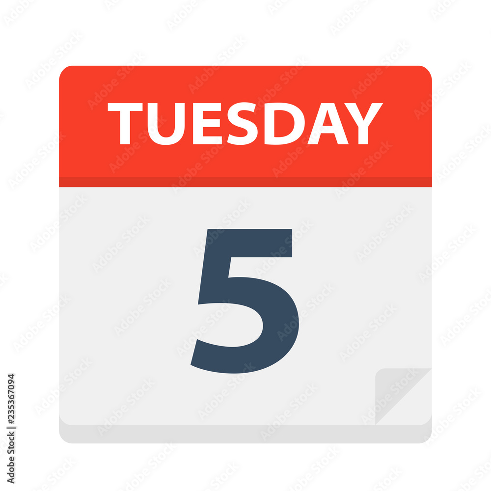 Tuesday 4 - Calendar Icon. Vector illustration of week day paper leaf. Tuesday 4 - Calendar Icon. Vector illustration of week day paper leaf.