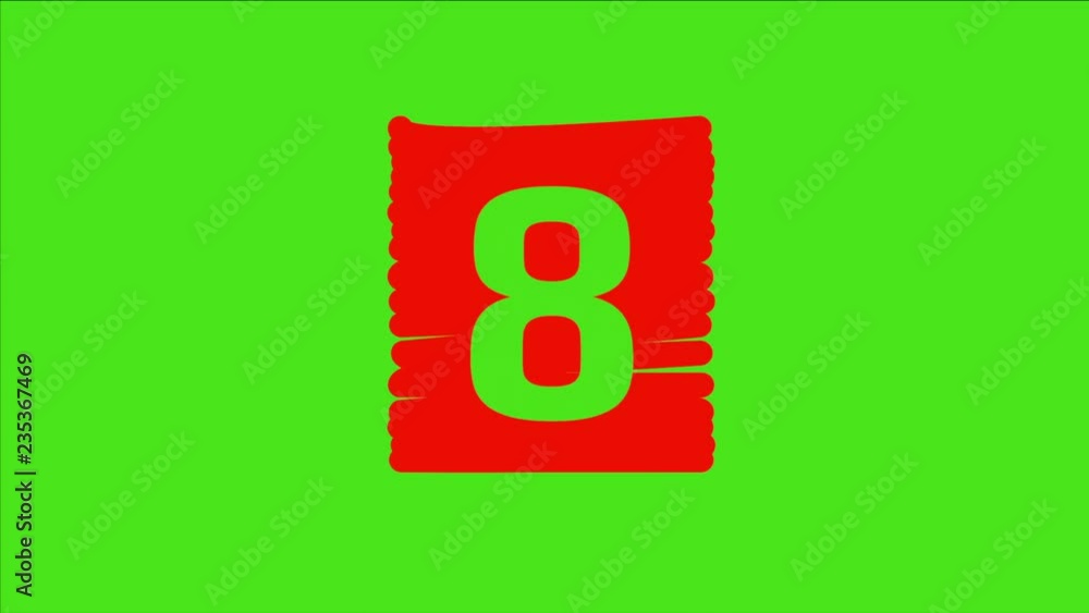 Transparent numbers on red background countdown from 10 to 0 on green screena Transparent numbers on red background countdown from 10 to 0 on green screena