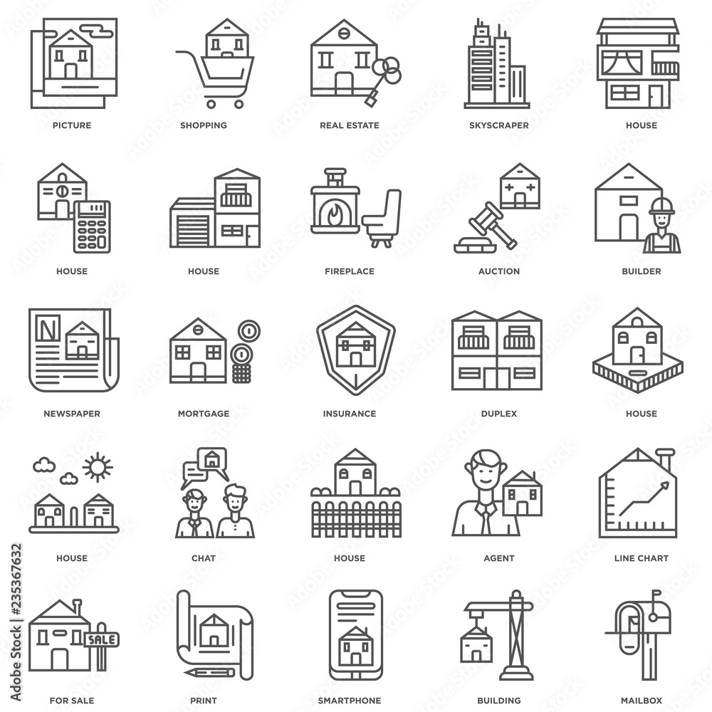 Simple Set of 25 Vector Line Icon. Contains such Icons as Mailbo Simple Set of 25 Vector Line Icon. Contains such Icons as Mailbo