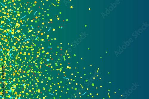 Confetti on isolated background. Texture with many glitters. Holiday elements on dark backdrop. Pattern for flyers, banners and textiles. Greeting cards