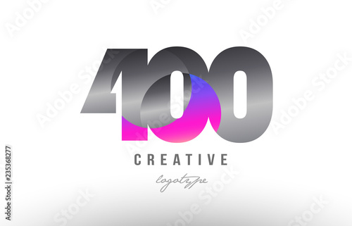 400 silver grey metal metallic gradient number logo icon design © dragomirescu
