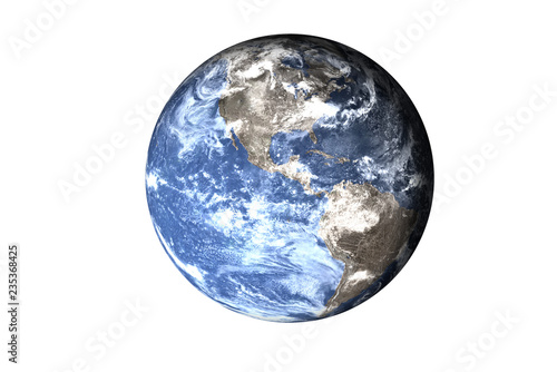 Global cooling on the Planet Earth with shadow of solar system isolated on white background. Climat concept. Elements of this image furnished by NASA.