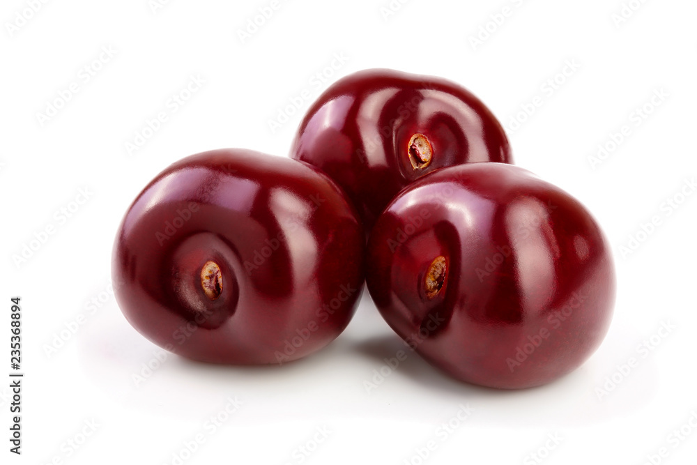 Sweet red cherries isolated on white background macro Sweet red cherries isolated on white background macro