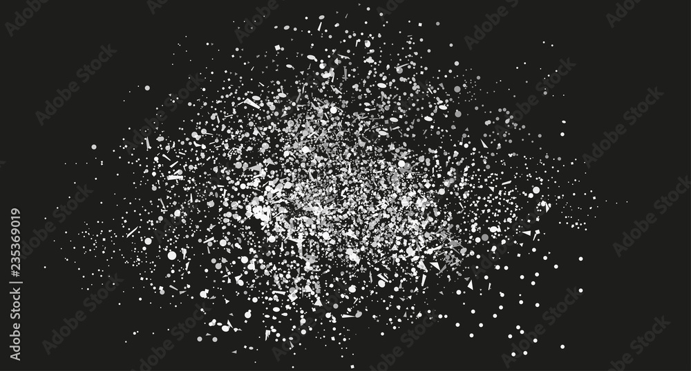 Confetti on isolated background. Texture with many glitters. Holiday elements on black. Pattern for flyers, banners and textiles. Greeting cards. Black and white illustration Confetti on isolated background. Texture with many glitters. Holiday elements on black. Pattern for flyers, banners and textiles. Greeting cards. Black and white illustration