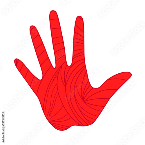 Hand on white. Abstract patterns on isolation background. Design for spiritual relaxation for adults. Zen art. Doodle for banners, posters, t-shirts and textiles