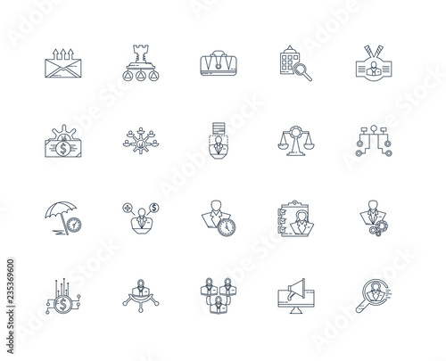Set Of 20 outline icons such as Job search, Promotion, Relation,