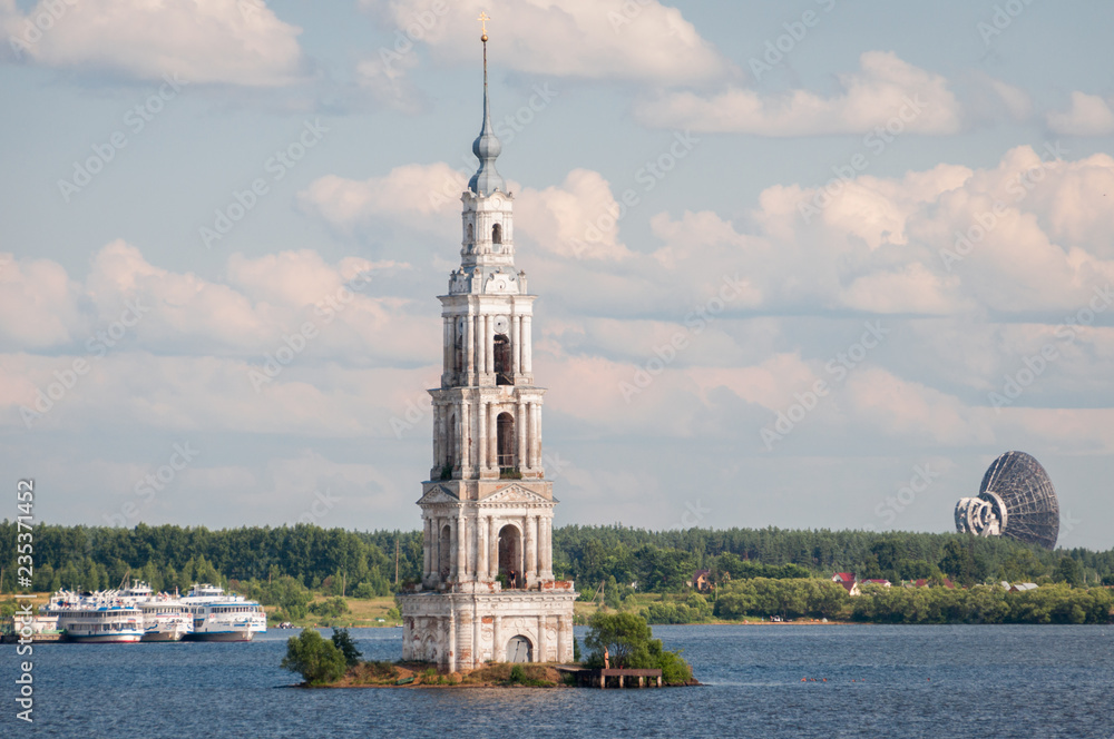 Kalyazin, Tver Oblast, Russia - July 13, 2013: Flooded Belfry - The Kalyazin Bell Tower