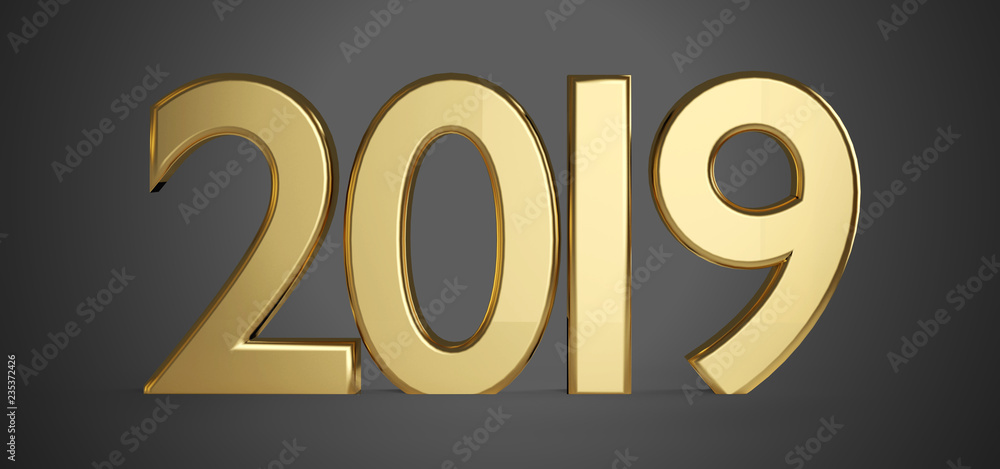 2019 golden 3d-illustration 2019 golden 3d-illustration