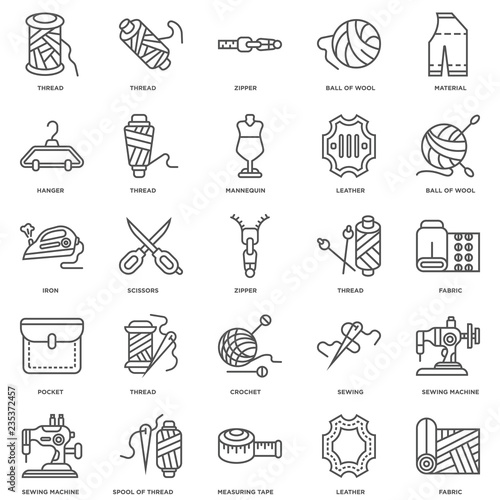 Simple Set of 25 Vector Line Icon. Contains such Icons as Fabric