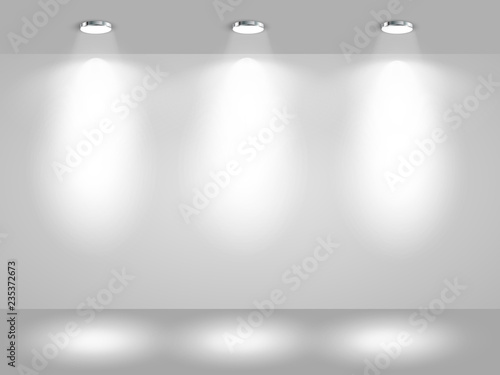 Gallery Interior with illuminated spotlight – vector for stock