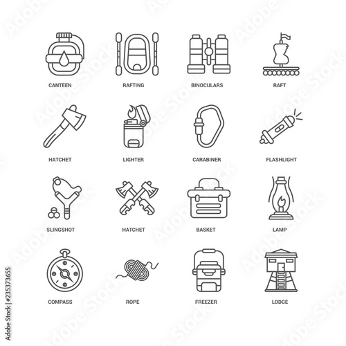 Simple Set of 16 Vector Line Icon. Contains such Icons as Lodge,