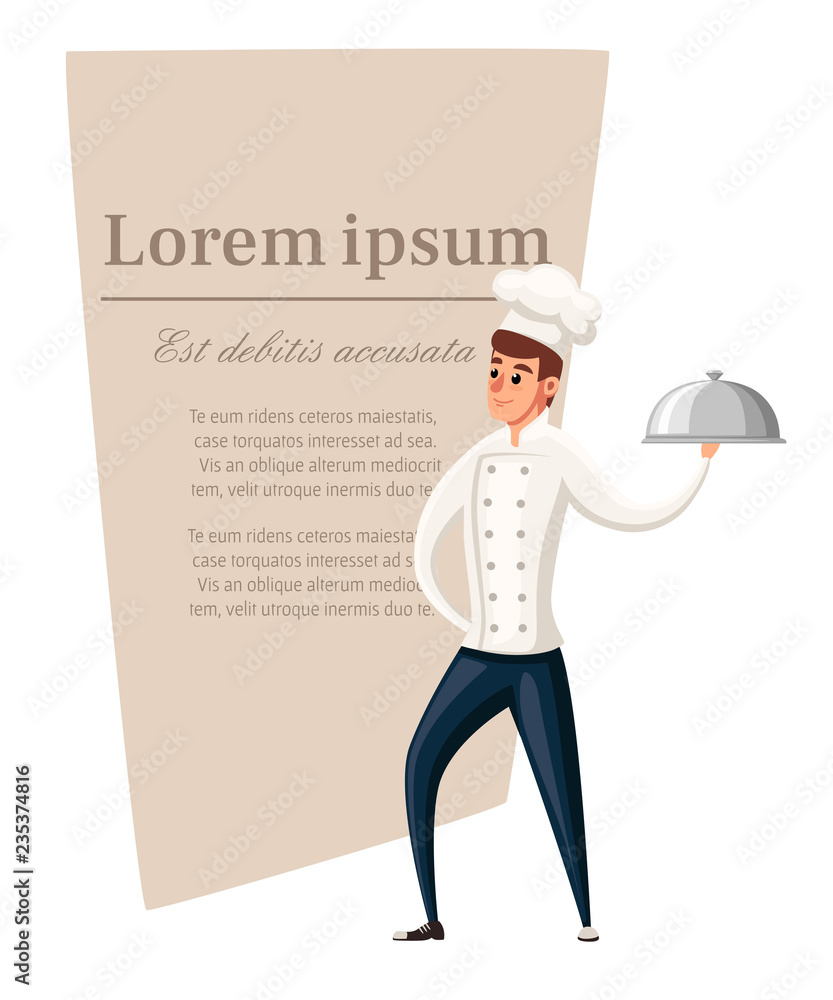 Young chef. Flat vector illustration on white background. Cartoon ...