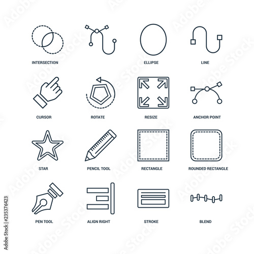 Set Of 16 Universal Editable Icons. Includes Elements Such As Bl