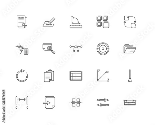 Simple Set of 20 Vector Line Icon. Contains such Icons as Measur