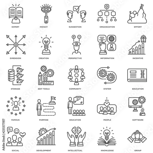 Simple Set of 25 Vector Line Icon. Contains such Icons as Group,