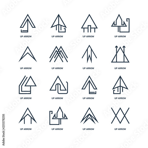 Set Of 16 outline icons such as Up arrow  arrow linear icon