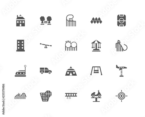 20 linear icons related to Target, Boat, Ride, Punch, DUNK, Play