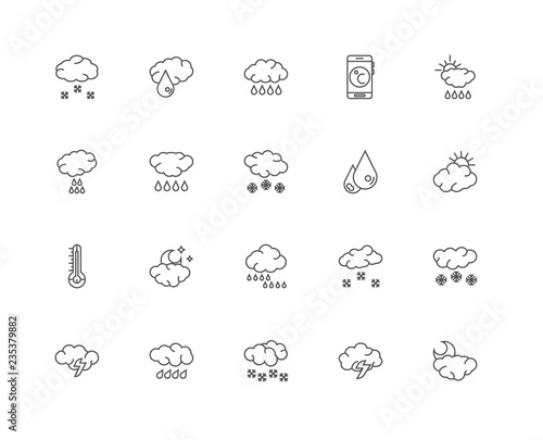 Simple Set of 20 Vector Line Icon. Contains such Icons as Cloudy