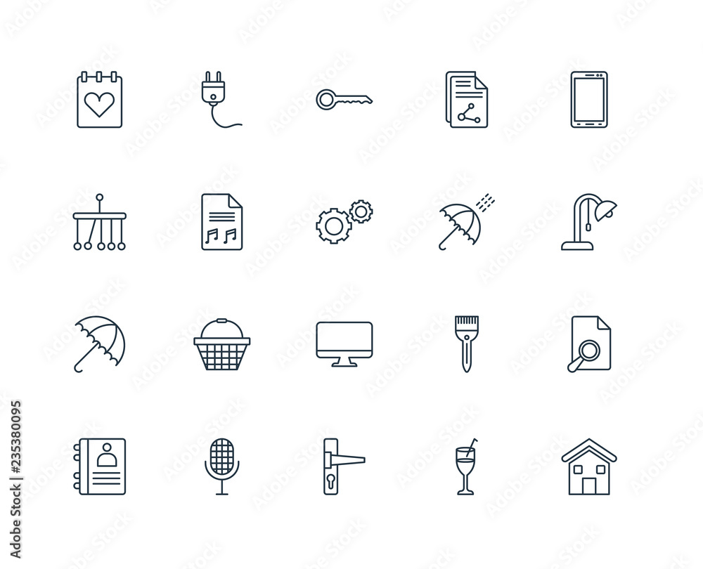Set Of 20 Universal Editable Icons. Includes Elements Such As Ho Set Of 20 Universal Editable Icons. Includes Elements Such As Ho
