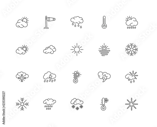 Simple Set of 20 Vector Line Icon. Contains such Icons as Sun, T