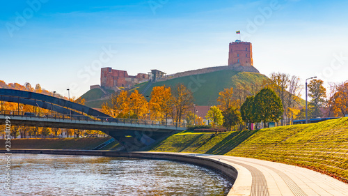 Tower Of Gediminas (Gedimino) In Vilnius, Lithuania. Historic Symbol Of The City Of Vilnius And Of Lithuania Itself. Upper Vilnius Castle Complex. Summer. Tourist Destination photo