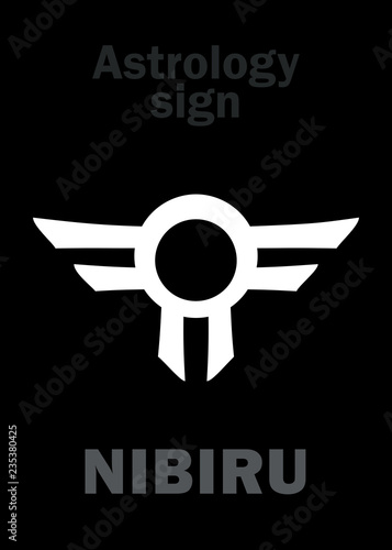 Astrology Alphabet: Orphan planet NIBIRU, The Rogue planet of Anunnaki (Aliens, the Ancient astronauts). Hieroglyphics character sign (single symbol).