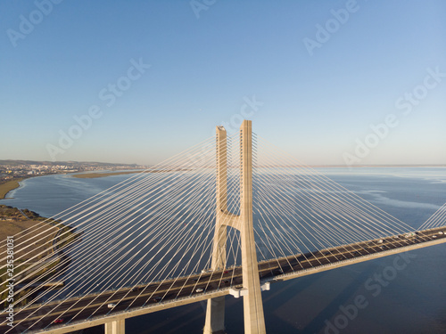 Valokuva Vasco da Gama Bridge landscape at sunrise